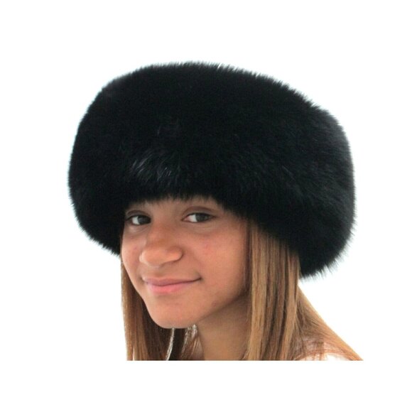 9663 4 Inches Dyed Black Fox Headband